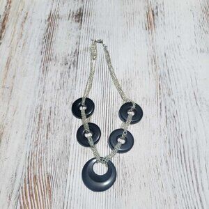 Black and Silvertone Fashion Neckace